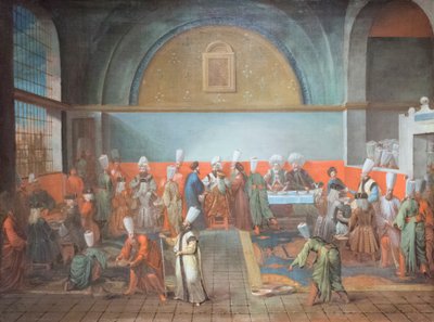 Büyükelçi onuruna sarayda akşam yemeği by Jean Baptiste Vanmour