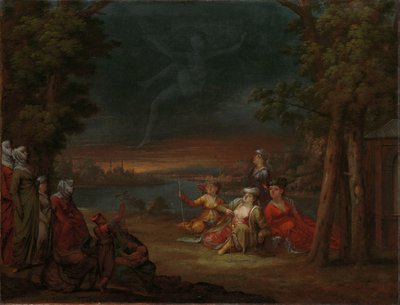 İstanbul yakınlarındaki Kırsalda Türk Kadınları Konstantinopolis yakınlarındaki Türk kadınları gökyüzünde bir hayalet izliyor by Jean Baptiste Vanmour
