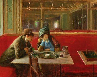 Kahve dükkanında. by Jean Beraud