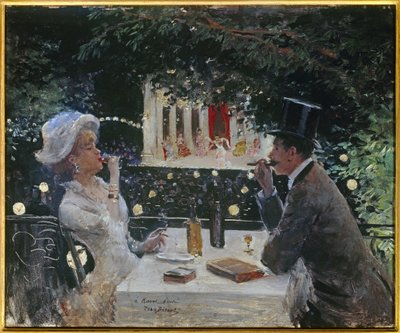 Büyükelçilerde akşam yemeği. Jean Beraud (1849-1935), 20. yüzyıl tablosu. Ahşap üzerine yağ. Karartma: 0.37 x 0.45m. Paris, Musee Carnavalet. by Jean Beraud