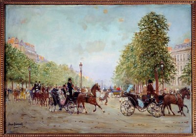 La promenade aux Champs-Elysees Jean Beraud (1849-1935) 19. yüzyıl tablosu. Boyut 0.38 x 0.55 m Paris, Carnavalet Müzesi by Jean Beraud