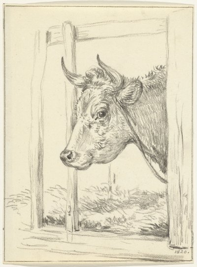 Bir inek başı, ahırda, solda by Jean Bernard
