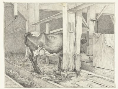 Sağda ahırda duran inek by Jean Bernard