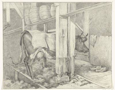 Bir battaniye ile duran inek by Jean Bernard