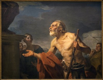 Diogene heykellere almon ister. (Sinope Diogene, alaycı olarak adlandırılır, MÖ 413 civarında - MÖ 327 civarında). Jean Bernard Restout (1732-1797), Tuval Üzerine Yağlıboya Tablo by Jean Bernard Restout