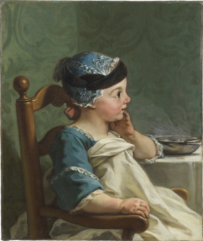 Mama sandalyesindeki çocuk - Çocuk Sandalyesindeki Çocuk, Restout, Jean-Bernard (1732-1797). tuval üzerine yağlıboya by Jean Bernard Restout