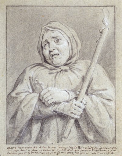 Markiz de Brinvilliers ölüm yolunda (kağıt üzerinde tebeşir ve kurşun kalem) by Jean Bernard Restout