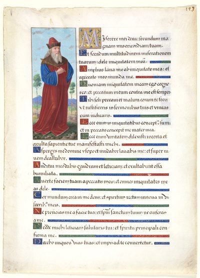Saatler Kitabından Bir Yaprak: Kral David, c. 1500. by Jean Bourdichon