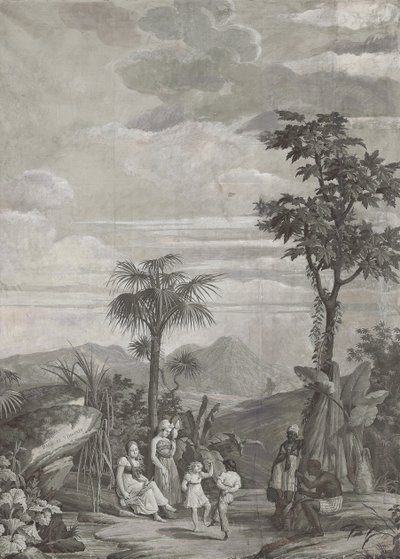 Çocukların Dansı, "Paul et Virginie" serisinden duvar kağıdı paneli, Dufour & Cie, 1823 dolayları by Jean Broc