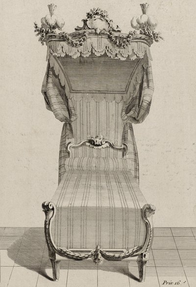 Fransız yatağı, 1770'lerin ortalarında yayınlandı (kağıt üzerine gravür) by Jean Charles (after) Delafosse
