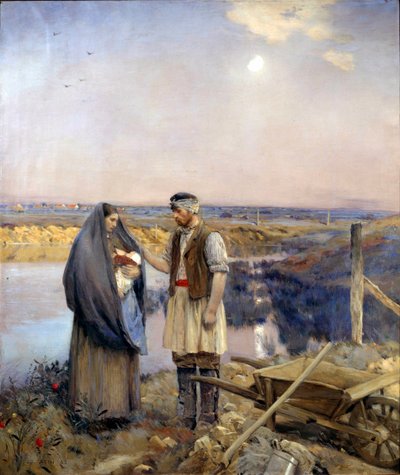 Gün köylü bir aile yaptı. Jean Charles Cazin (1841-1901) Sun tarafından tablo. 1,99x1,66 m 1888 Paris, Orsay Müzesi by Jean Charles Cazin