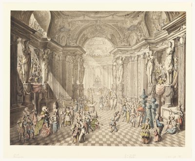 Çizim, Maskeli Balo Görünümü, 1770-80 by Jean Charles Delafosse