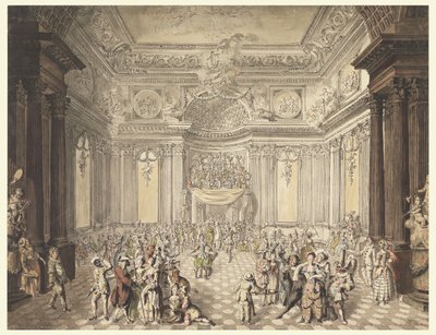 Çizim, Maskeli Balo Görünümü, 1770-80 by Jean Charles Delafosse