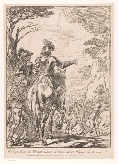 At sırtında iki asker Süvarileri durdur by Jean Charles François