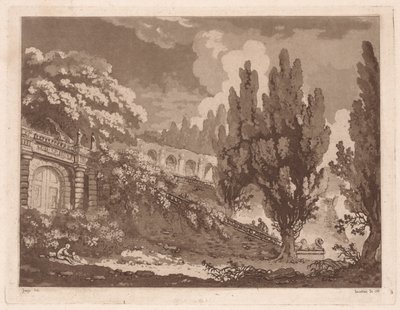 İtalyan Bahçesindeki Merdivenler, 1766. by Jean Claude Richard Saint Non
