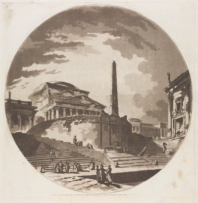 Tiber'de Merdivenli Rotunda'nın Görünümü by Jean Claude Richard de Saint Non