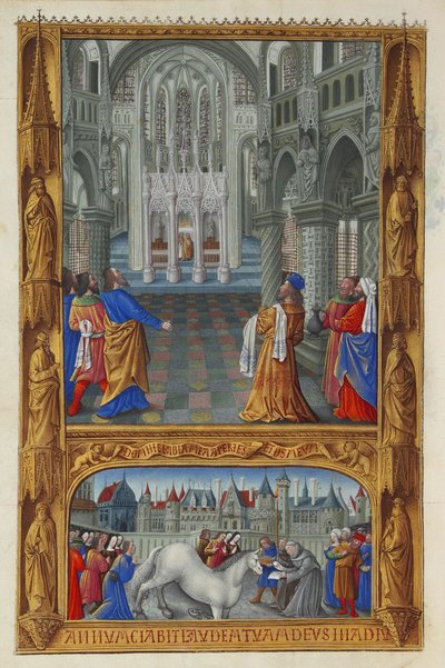 Les Très Riches Heures du Duc de Berry, Folio 129v - Kutsal Ayin by Jean Colombe
