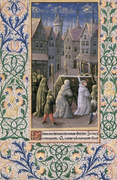 Bayan Lat. QvI126 f.79v Defin alayı, 'Louis d'Orleans'ın Saatleri Kitabı'ndan, 1469 by Jean Colombe