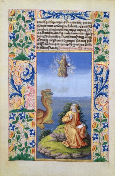 Bayan Lat. QvI126 f.96v St. John the Evangelist, Patmos Adası'nda, Louis dOrleans'ın Saatleri Kitabından, 1469 by Jean Colombe