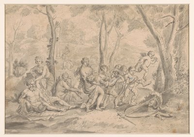 Ölü şövalye (Orlando?) kadın ve cinler tarafından taşınır by Jean Cotelle (II)