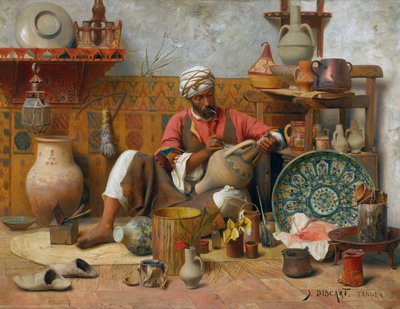 Bir çömlek atölyesi, Tanger - Jean Discart (1856-1944). Ahşap üzerine yağlı boya Ebat : 35&545,5 cm Özel Koleksiyon by Jean Discart