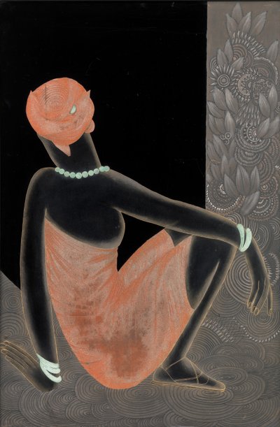Afrikalı Kadın, 1928-30 (cilalı ahşap, oksitlenmiş bakır) by Jean Dunand