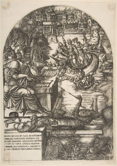 Bir masada oturan Aziz John Evangelist kılığında sanatçı Jean Duvet, yaklaşık. 1546-55. by Jean Duvet