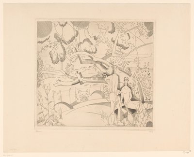 Armut ağacı Le vieux poirier'de dinlenen tenisçiler by Jean Emile Laboureur (signed by artist)