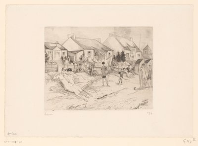 Sahilde dinlenen tenisçiler La petite plage (nesne üzerindeki başlık) by Jean Emile Laboureur (signed by artist)