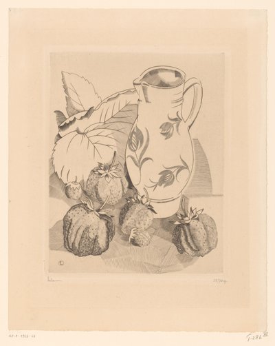 Çilek ve sürahi ile natürmort les fraises by Jean Emile Laboureur (signed by artist)