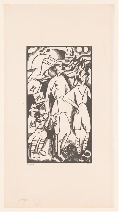 Bir manzara içinde dört asker Anzaklar by Jean Emile Laboureur (signed by artist)