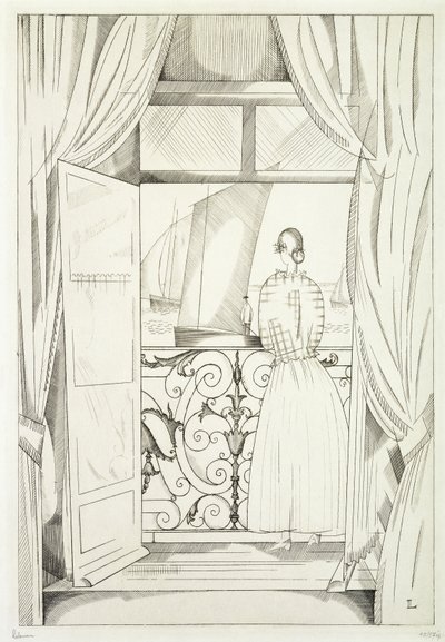 Denize Karşı Balkon; Le Balcon sur la Mer by Jean Emile Laboureur