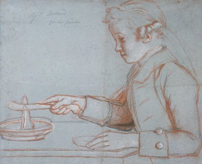 Jean Etienne Liotard, sanatçının kahvaltıdaki oğlu, c.1770 (mavi kağıt üzerine kırmızı, siyah ve beyaz tebeşir) by Jean Étienne Liotard