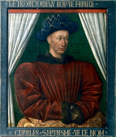 Fransa Kralı VII. Charles, 15. yüzyıl by Jean Fouquet