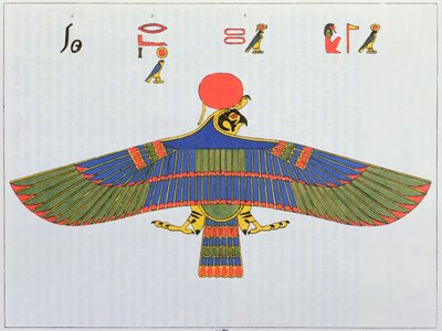 Atmaca şeklinde temsil edilen tanrı Horus, 1823 by Jean Francois Champollion