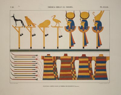 Silahlar ve İşaretler, Thebes, Biban-el-Molouk, "Mısır ve Nubia Anıtları, 1845 by Jean Francois Champollion