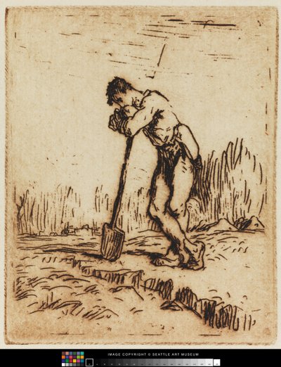 Küreğine Yaslanmış Adam by Jean Francois I Millet