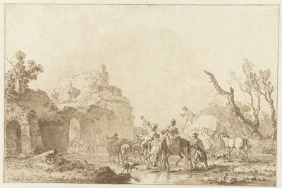 Kapıdaki yolcular peyzaj by Jean Francois Janinet