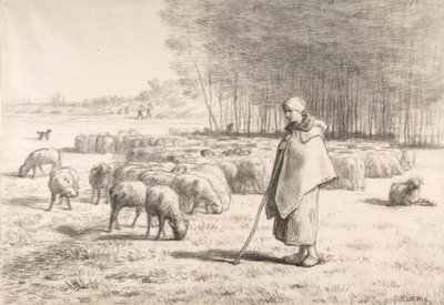 Sürüsüyle Bir Çoban by Jean Francois Millet