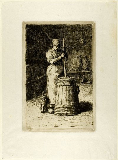 çalkalanan bir kadın by Jean Francois Millet