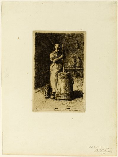 çalkalanan bir kadın by Jean Francois Millet