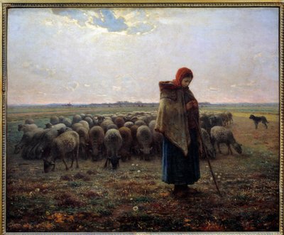Bergere ve koyunları büyük çobanı çağırdı. Jean Francois Millet