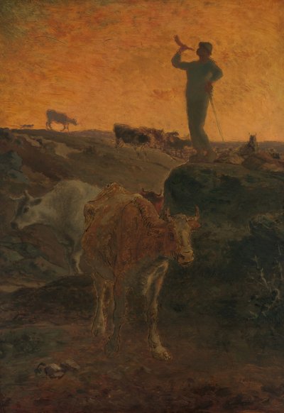 İneklerin Yuvasına Çağrılması, ca. 1872. by Jean Francois Millet