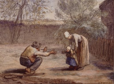 İlk Adımlar (tebeşir ve sulu boya) by Jean Francois Millet