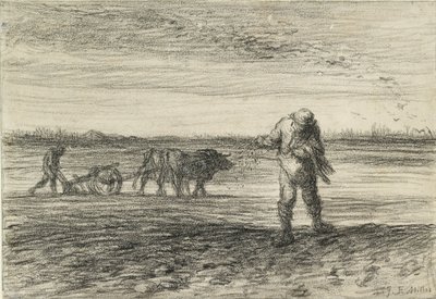 Çiftçilik ve başka bir ekim, 1849-1852 by Jean Francois Millet