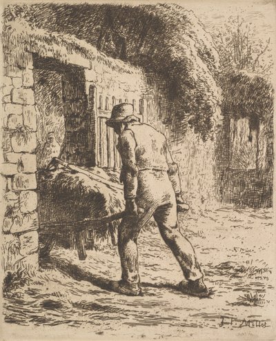 El Arabasını İttiren Köylü, 1855 by Jean Francois Millet