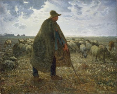 sürüsünü güden çoban (tuval üzerine yağlıboya) by Jean Francois Millet
