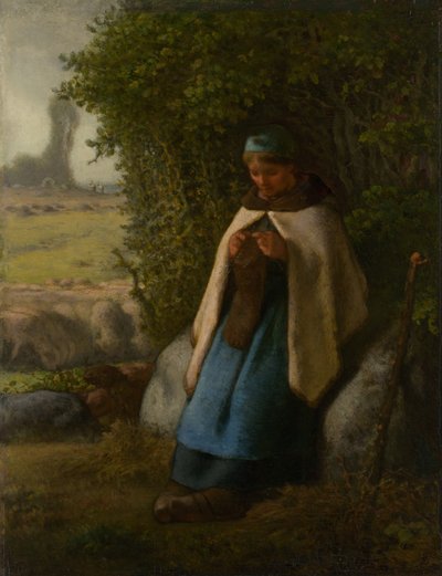 Kayanın Üzerinde Oturan Çoban, 1856. by Jean Francois Millet