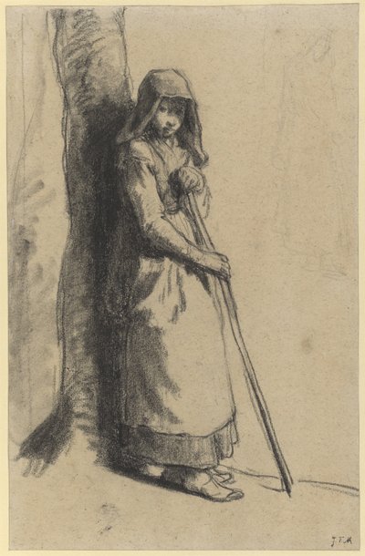 Dinlenen Çoban için çalışma (kağıt üzerinde kalem) by Jean Francois Millet