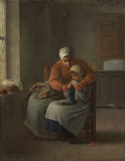 Örgü Dersi, c.1860 by Jean Francois Millet